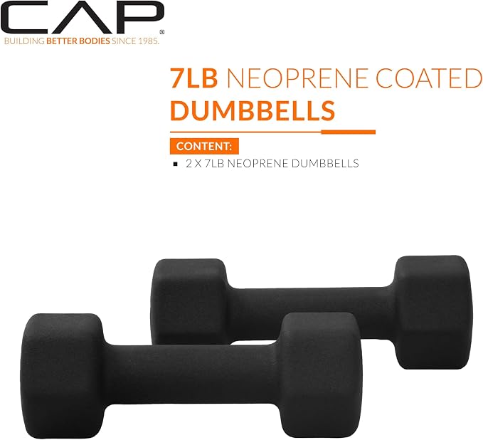 CAP Barbell Neoprene Dumbbell Weights Pairs & Sets | Black