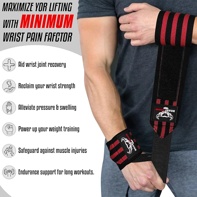 Wrist Wraps for Weightlifting - Adjustable Lifting Straps With Thumb Loop for Enhanced Gym Support, Powerlifting, Bodybuilding and Workout