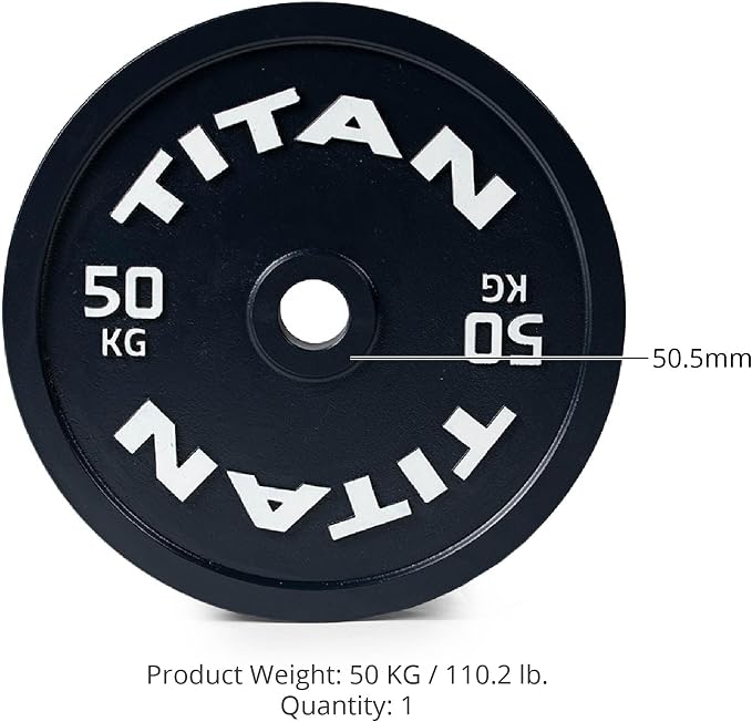 Titan Fitness Olympic Calibrated Steel Powerlifting Plates, Machine Precision Steel Discs