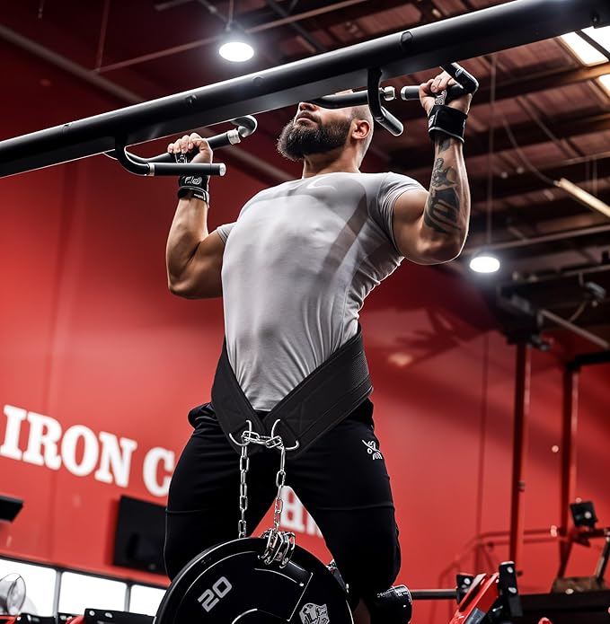 Dip Belt With Chain For Weight Lifting Optimal For Pull Ups Dips Squats Weightlifting Belt Squat Attachment Workout Dipping Belt - Unisex Gym Equipment