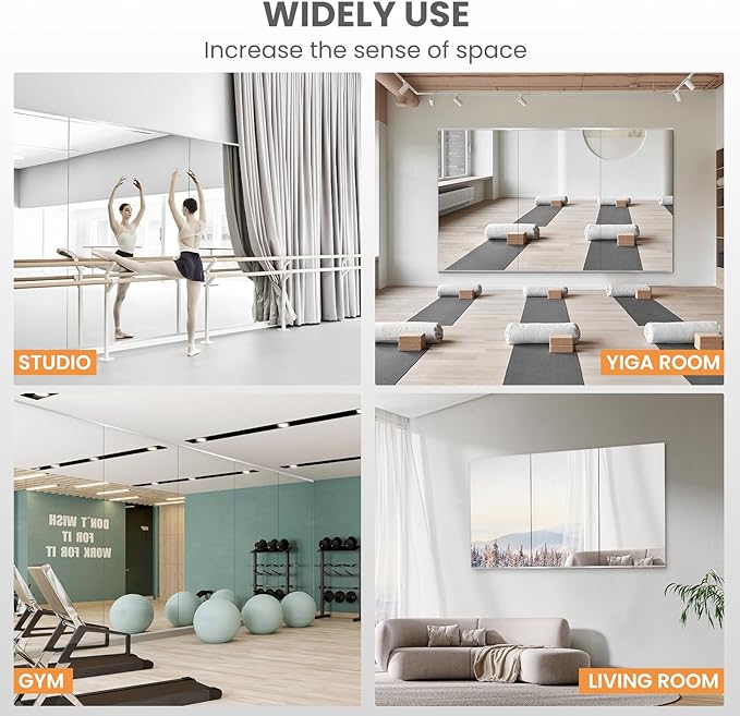 pertetey Home Gym Mirror, 71X32 Inch(Each)-2Pack Large Frameless Tempered Glass Full Body Wall Mounted Mirror for Gym, Yoga, Exercise, Dance Studio