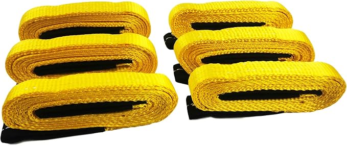 6 Pcs Lift Sling Straps 1" x8' Heavy Duty Lifting Sling Web Town Strap with 2 Reinforced Loops,5000lbs Break Strength,Wear Guard End