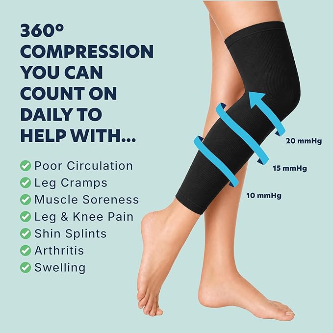 Doctor's Choice Full Leg Compression Sleeve, 10-20 mmHg, Men & Women | Graduated Support, Breathable Moisture-Wicking Fabric, Non-Binding Fit, Ideal for Recovery, Daily Wear, Running & Active Life
