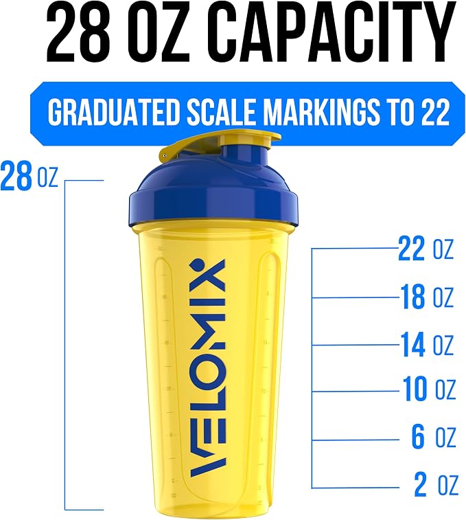 VELOMIX 2 Pack 28oz Protein Shaker Bottle for Protein Mixes, Stand Strong | 2x Wire Whisk, Leak Proof Shaker Cups for Protein Shakes, Stackable, Dishwasher safe, BPA free, Pre Workout and Fitness ready