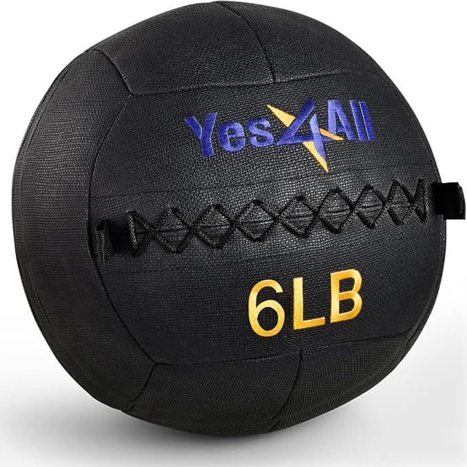 Yes4All Wall Ball, Soft Leather Weighted Iron Sand Ball for Dynamic Multifunctional Exercise, 6 LB - 30 LB