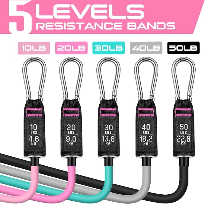 RENRANRING Resistance Bands for Working Out, 150LBS Exercise Bands, Workout Bands, Resistance Bands Set with Handles for Men Women, Legs Ankle Straps