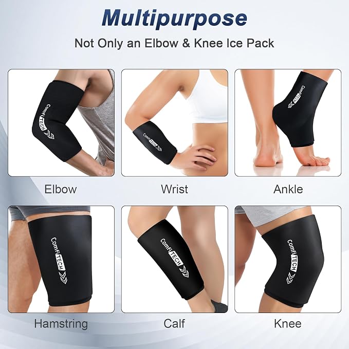 ComfiTECH Elbow Knee Ice Pack Wrap Sleeve for Knee, Calf & Thigh, 2XL | Multi-Use Gel Ice Sleeve for Knee, Calf & Thigh, Reusable Cold Compression for Leg Discomforts & Muscle Relaxation