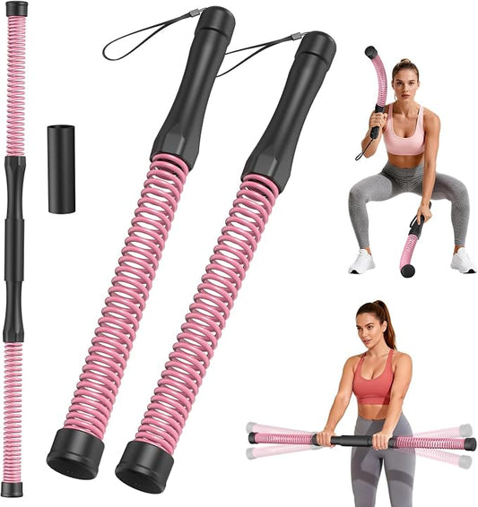 DERACY Pair of 2-in-1 Cordless Battle Ropes with the Connector, Ropeless Battle Ropes for Home Gym, Portable Battle Rope, Home Workout Equipment for Women Men (Pink)