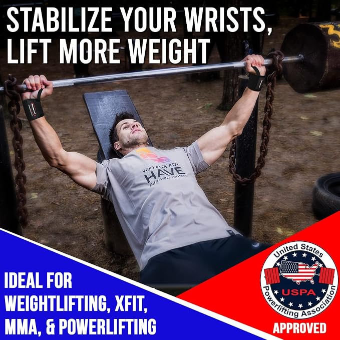 Rip Toned Wrist Wraps for Weightlifting – USPA & USAPL Approved – Stiff or Flex – 18" Gym Wrist Straps with Thumb Loop – Maximum Support for Men & Women