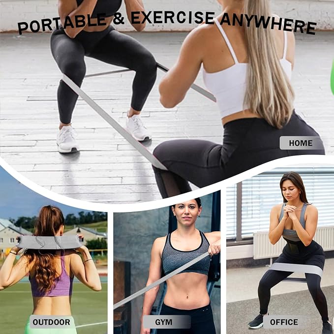 KANGFITER Long and Short 6 Fabric Resistance Bands Set with Door Anchor | Non-Slip Stretch Booty Bands for Working Out Women & Men, Loop Exercise Elastic Bands for Home Physical Therapy Yoga Pilates