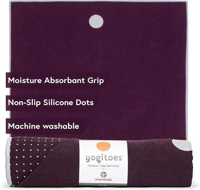 Manduka Yogitoes Hot Yoga Mat Towel - 79" | Moisture Activated Grip | Patented Silicone Nubs | Highly Absorbent, Durable & Easy Care | Made from Recycled Materials | 79 x 24 Inches | Indulge