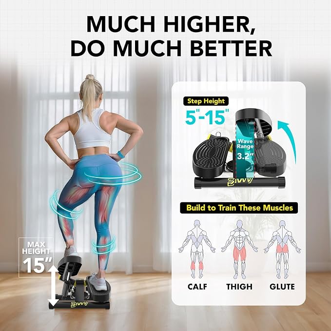 ZIWWVY- Mini Twist Stepper, Stepper Machine with 330LBS Weight Capacity, Mini Stepper for Full Body Workout, Adjustable Step Height, Smooth and Quiet, Step Machine for Men Women