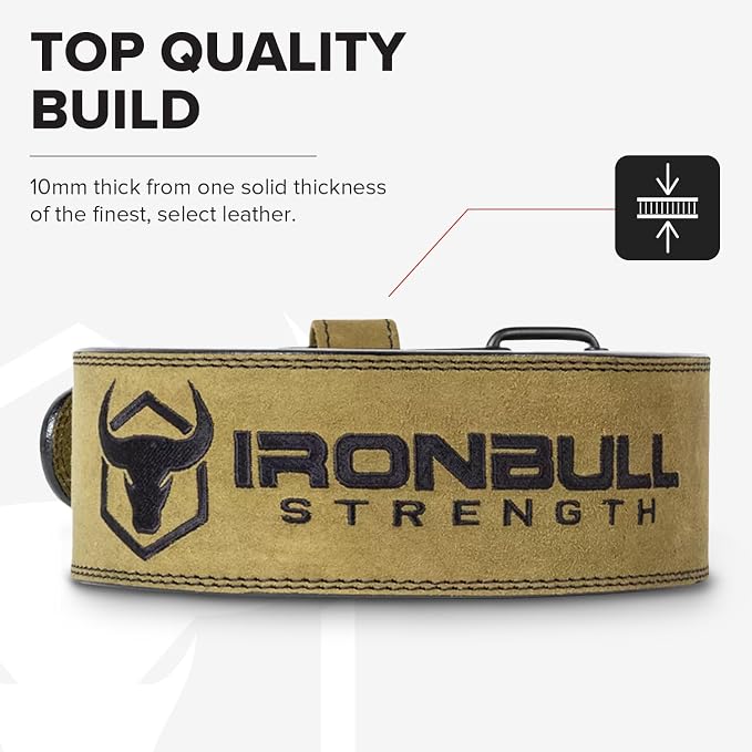 Powerlifting Belt - IPF Approved – Weight Lifting Belt 10mm - Prong Weightlifting Belt for Squats, Deadlift, and Bench Press – Lifting Belt Leather 4in for Men and Women – Back Brace for Gym, Workout, Strength Training, Strongmen & Power Lift