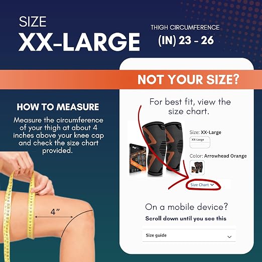 PhysFlex Knee Brace for Pain Relief - Knee Compression Sleeves for Men and Women - Support for Weightlifting, Gym, Workout, Volleyball, Arthritis (2XL, Black)