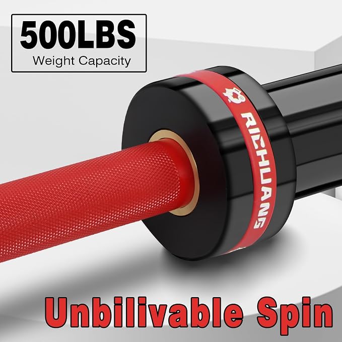 7ft Olympic Barbell 28mm 45lb – 500/700/1000LB Bar for Home Gym | Ceramic coated steel. Smooth spinning sleeves. Fits 2" plates. For snatch, clean and jerk, squats, deadlifts, bench press.