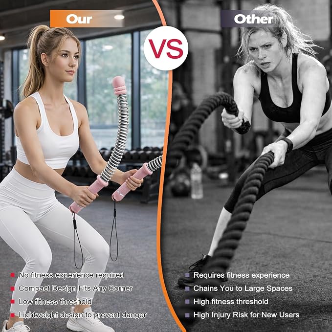Ropeless Battle Ropes for Home Gym, Adjustable Weight, Weighted Workout Cords for HIIT, Strength, and Low-Impact Cardio Training, Home Gyms to Burn (Black)