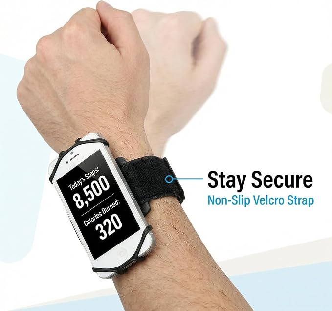 Wristband Phone Holder Mobile Phone Black Wrist Band | 360°Rotatable Hiking Biking Running Sports Wristband for Smartphones 4.5-7''