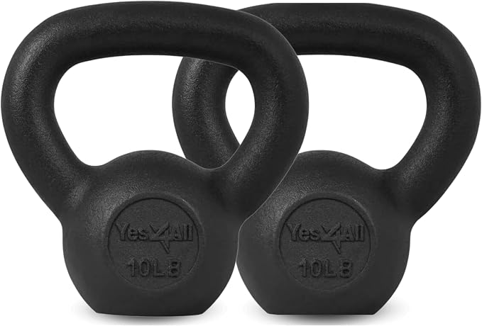 Yes4All Cast Iron Kettlebell, Strength Training Kettlebells 5-80 Lb (5,10,15,20,25,30,35,40,45,50,60,70,80 Lb) for Full Body Workout, Push up, Strength Training - Single & Kettlebell Set of 2 for Men