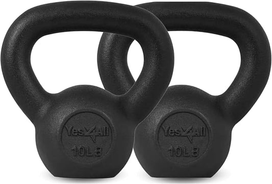 Yes4All Cast Iron Kettlebell, Strength Training Kettlebells 5-80 Lb (5,10,15,20,25,30,35,40,45,50,60,70,80 Lb) for Full Body Workout, Push up, Strength Training - Single & Kettlebell Set of 2 for Men