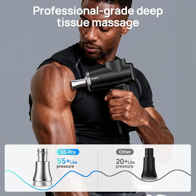 HEYCHY Massage Gun with Hot and Cold Therapy, Deep Tissue Muscle Massager with Titanium Alloy Head and 12mm Amplitude for Back Neck Shoulder Recovery, Home Gym Workout, Athletes, FSA Eligible, HSA