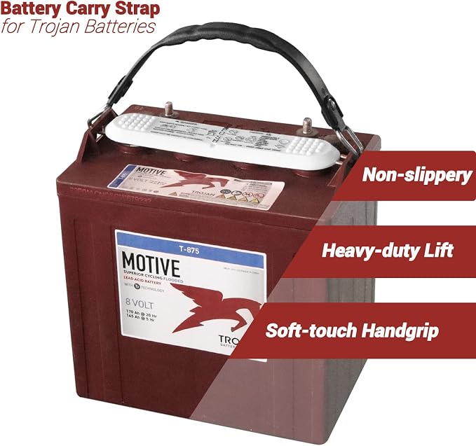 Golf Cart Battery Lifter - 2 PCS, Carry Strap for Trojan, Club Car, EZGO, Yamaha - Black or Orange