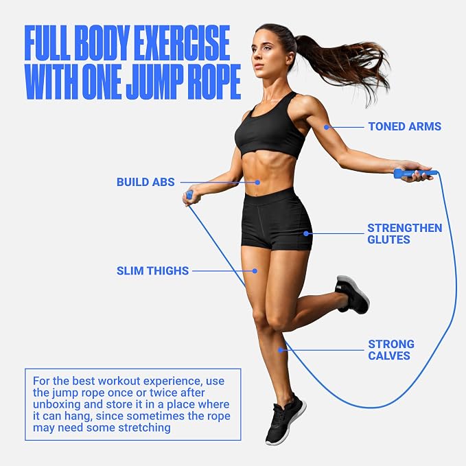 SPORTBIT Adjustable Jump Rope for Fitness and Exercise | Fitness and Exercise, Cardio, Boxing, and Weight Loss, Speed Rope, Men & Women