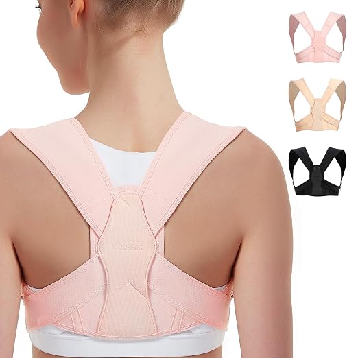Posture Corrector for Women and Men, Adjustable Upper Back Brace for Clavicle Support and Providing Pain Relief from Neck, Shoulder, and Upper Back (Pink, Large/XLarge)