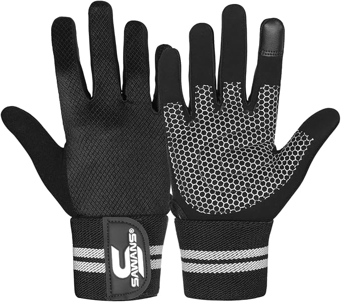 SAWANS Weight Lifting Gloves Gym Workout Fitness Wrist Wrap Support Men Women Fingerless Gloves Full Finger Touchscreen