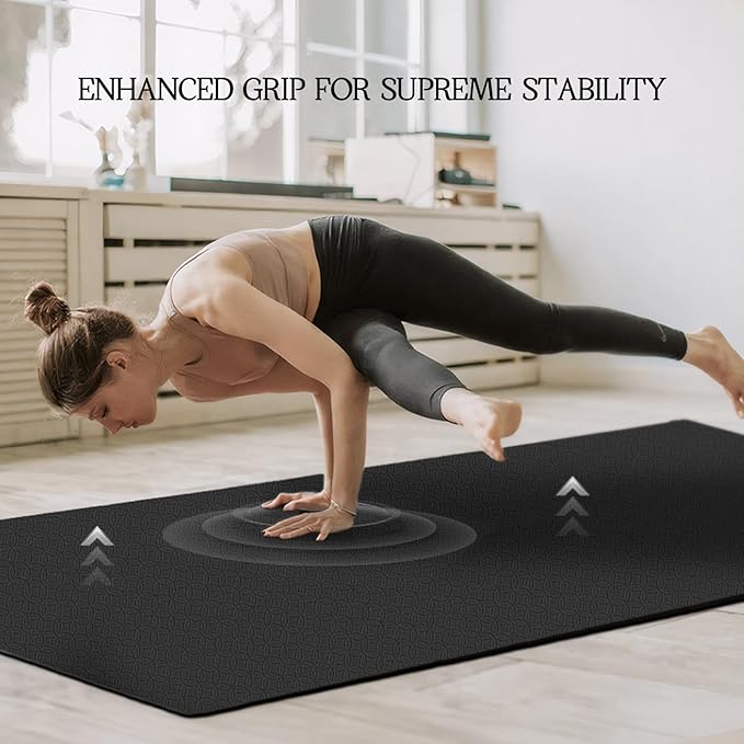 VTORY Extra Large Yoga Mat 6'x 4', (6mm /8mm), Thick Workout Mat | Non-Slip, Durable Exercise Mat for Home , Yoga, Pilates, Stretching