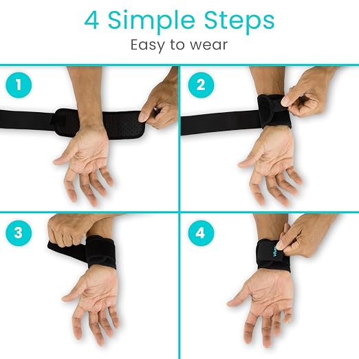 Vive Wrist Support Wrap (2 Pack) - Band for Tennis, Working Out, Golf | Sports - Adjustable Compression Strap for Tendonitis, Carpal Tunnel & Arthritis - Men & Women Protector Guards