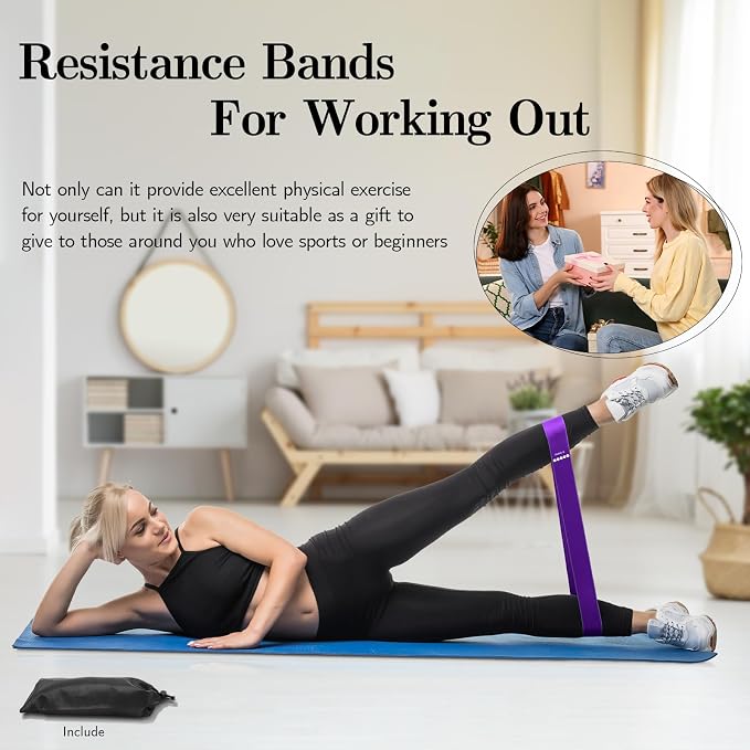 Resistance Bands for Working Out, Exercise Bands Resistance Bands Set with 5 Resistance Levels, Multi-Colored Workout Bands for Indoor & Outdoor Fitness, Leg Strength Training, Yoga