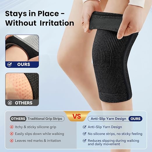 JOMVD Knee Compression Sleeve for Arthritis Pain – Knee Brace for Knee Pain Relief, Meniscus Tear, Inflammation, Circulation, Swelling & Injury Recovery – Anti-Slip Breathable Support for Women & Men, XX-Large