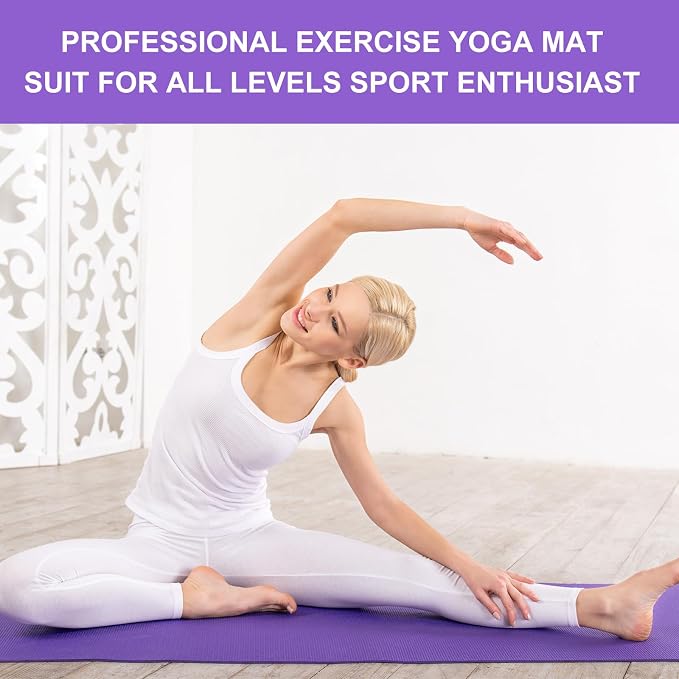 Funtery 3 mm Thin Yoga Mats Bulk, 68 x 24 Inches Lightweight PVC Exercise Mats Non Slip Workout Fitness Pads for Yoga Pilates Stretching Classes Gym Home Studio