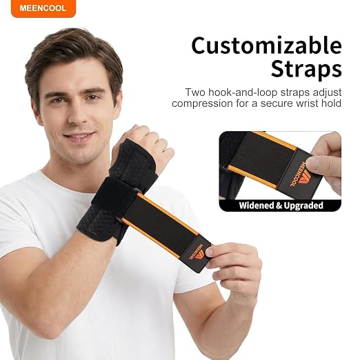 MEENCOOL Carpal Tunnel Wrist Brace Night Support with Splint for Left Hand | Adjustable Wrist Splint Men Women for Pain Relief – Support for Tendonitis, Arthritis, Sprain, Sleeping & Daily Use, Size M