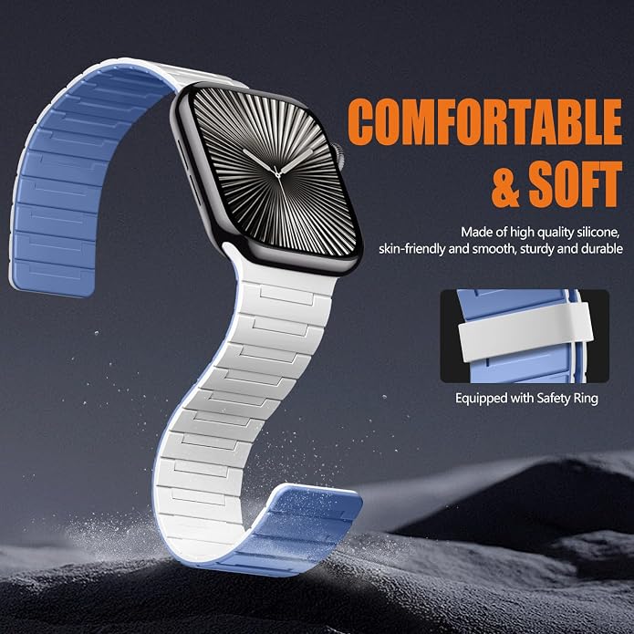 SNBLK Magnetic Watchband Compatible with Apple Watch for Men 44mm 45mm 46mm 49mm 42mm 41mm 40mm 38mm Women, Silicone Sport Strong Magnet Strap for iWatch Series 11 Ultra 3 Ultra 2 Se 10 9 8 7 6 5 4 1