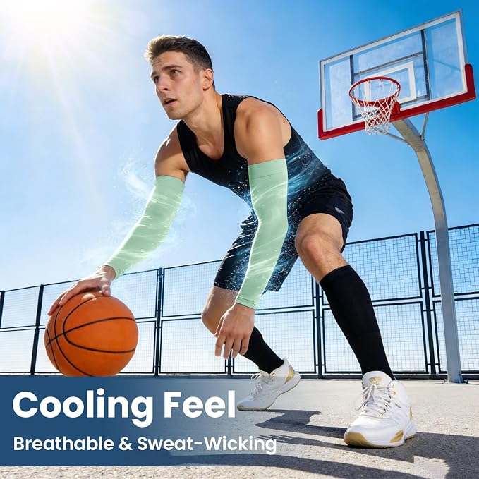 Mochabao 8 Pairs Soft Arm Sleeves, UV Sun Protection Cooling Compression Arm Covers for Outdoor Work, Sports, Men & Women