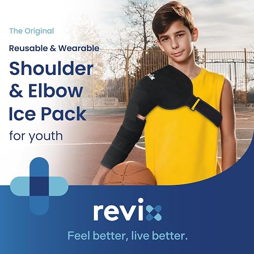 REVIX Youth Shoulder Arm Ice Pack Wrap for Pitcher, Reusable Ice Arm Sleeve | Ice Pack for Volleyball Player & Athletes, Cold Therapy for Shoulder & Elbow, Throwing Recovery, Muscle Relax & Daily Use