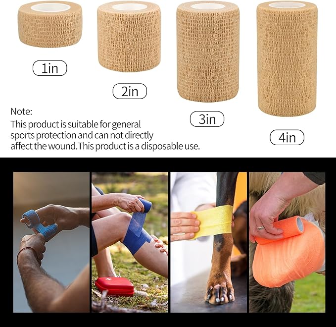 6pcs 2in Self Adhesive Bandage Wraps, 12 Colors, 5 Yard Wraps for Sports