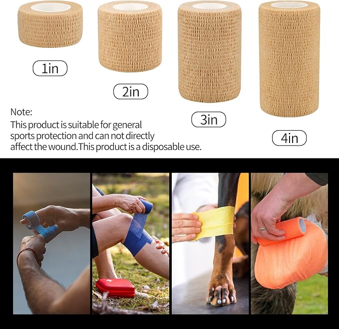 6pcs 2in Self Adhesive Bandage Wraps, 12 Colors, 5 Yard Wraps for Sports