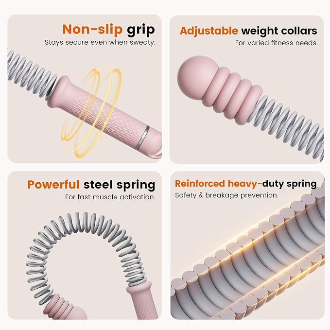 Adjustable Ropeless Battle Ropes, Portable Cordless Battle Ropes for Home Gym, Workout Equipment Exercise Rope for Low-Impact Workout, Strength & HIIT, for Men & Women (Pink)