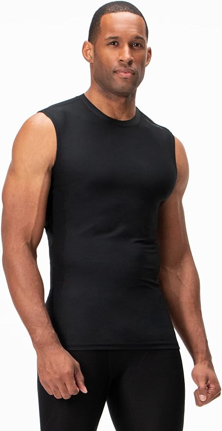 DEVOPS 3 Pack Men's Compression Shirts Sleeveless Tank Top Baselayer | Gym Training, Running, Moisture Wicking, Compression Fit, 4-Way Stretch, UPF 50+, Sleeveless