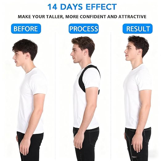 Posture Corrector for Women Men, Copper Upper Back Brace, Back Straightener Support Correcting Hunchback and Bad Posture, Back Pain Relief for Neck, Shoulder, Clavicle, Black, S/M
