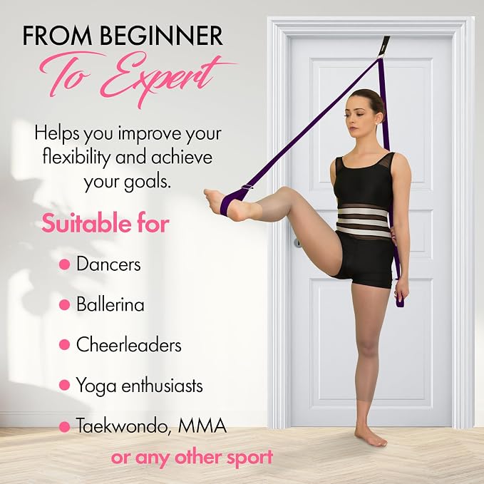 Stretching Strap with Door Anchor for Splits and Flexibility Training | Improve Leg Flexibility at Home, Ideal for Ballet, Dance, Cheerleading, Yoga, Pole Dance and Gymnastics