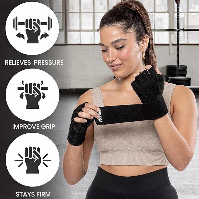 MhIL Workout Gloves for Women – Breathable Gym Gloves for Women with Palm Protection and Enhanced Grip – Padded Weight Lifting Glove for Womens with Wrist Wraps Support Weightlifting Exercise Cycling