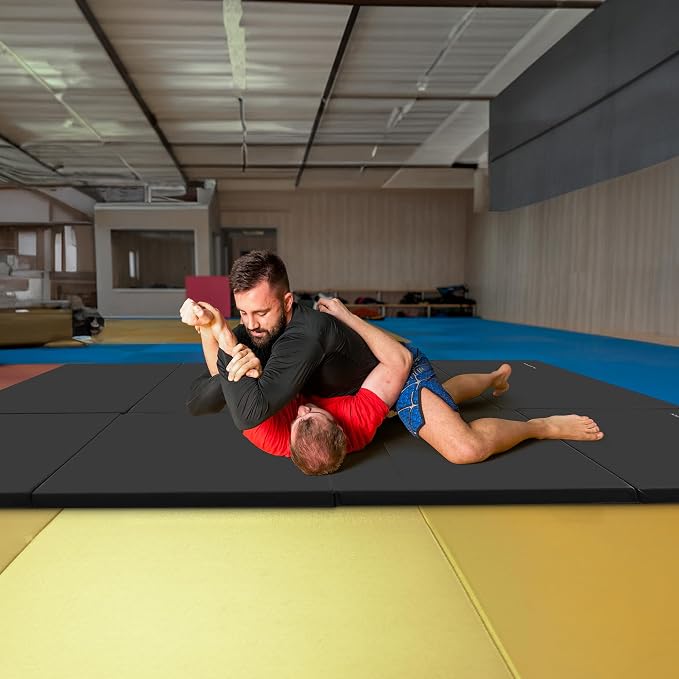 BalanceFrom 6x4 Feet 4-Panel Folding Gymnastics Mat – 2-Inch Thick Pad with Vinyl Surface and Carrying Handles for Tumbling, Yoga, Pilates, Home Workouts, and Martial Arts
