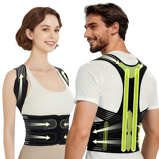 Posture Corrector for Women & Men, Breathable Full Back Brace Support for Hunchback, Adjustable Invisible Shoulder Straightener for Upper & Lower Back Pain Relief, Daily Wear for Office & Home