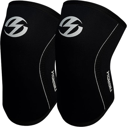Knee Sleeves (1 Pair), 7mm Neoprene Compression Knee Braces, Great Support for Cross Training, Weightlifting, Powerlifting, Squats, Basketball and More