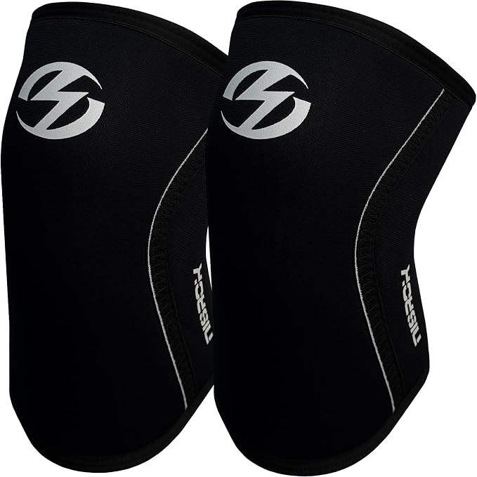 Knee Sleeves (1 Pair), 7mm Neoprene Compression Knee Braces, Great Support for Cross Training, Weightlifting, Powerlifting, Squats, Basketball and More