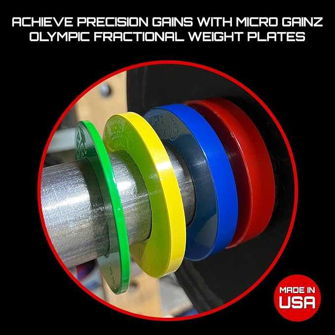 Micro Gainz Olympic Fractional Plates, 10-Piece, with Bag, Multi-Color