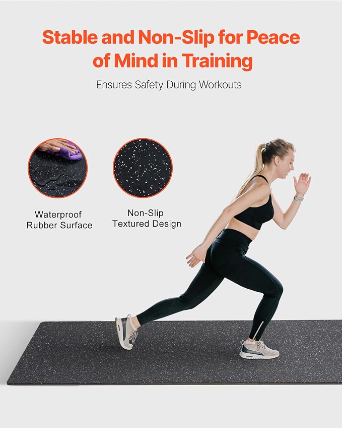 VEVOR 0.56Inch 24sq.ft 6 Tiles Gym Flooring for Home Gym, Rubber Top with High Density EVA Foam, 25 x 25In Gym Floor Exercise Equipment Mats, Interlocking Gym Mats, Puzzle Workout Mats, Black & White | Rubber Top with High Density EVA Foam, 25 x 25in F...